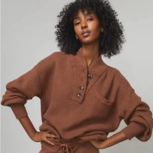 Lunya cozy cotton silk pocket Henley sweater